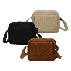 Women Plush Shoulder Bag Furry Stylish Casual Underarm Bag for Shopping