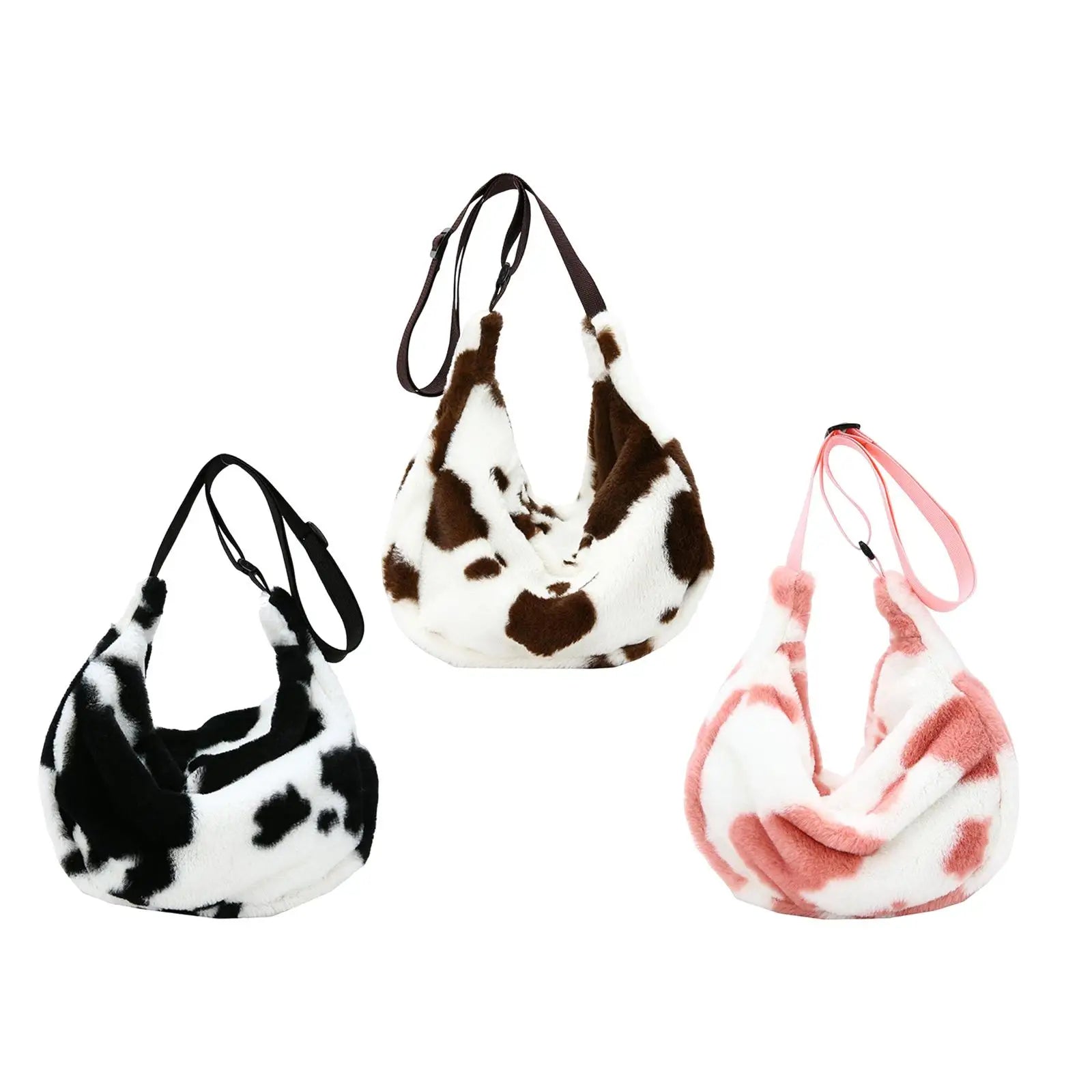 Women Plush Shoulder Bag Warm Bag Ladies Stylish Zipper Pouch