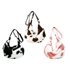 Women Plush Shoulder Bag Warm Bag Ladies Stylish Zipper Pouch