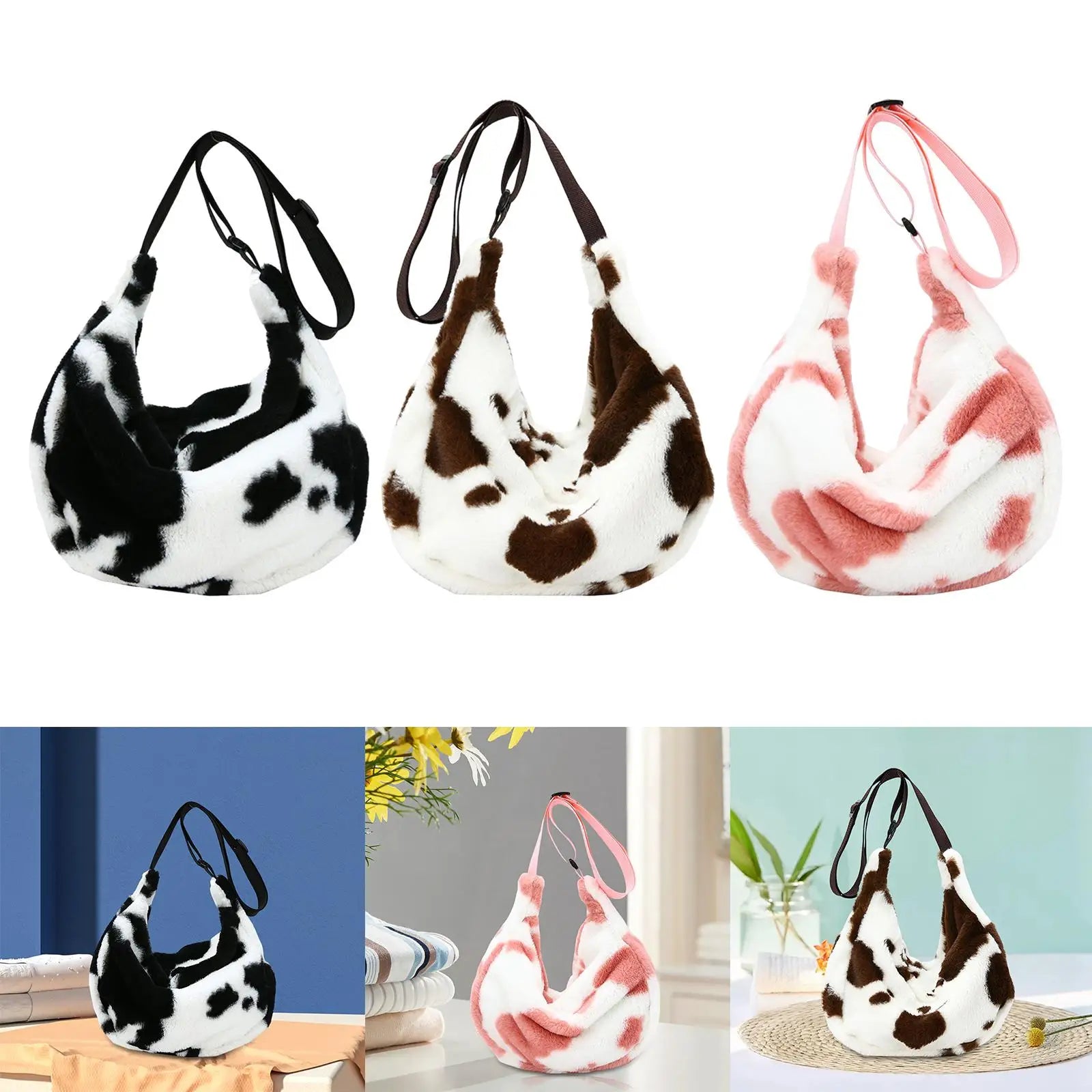 Women Plush Shoulder Bag Warm Bag Ladies Stylish Zipper Pouch