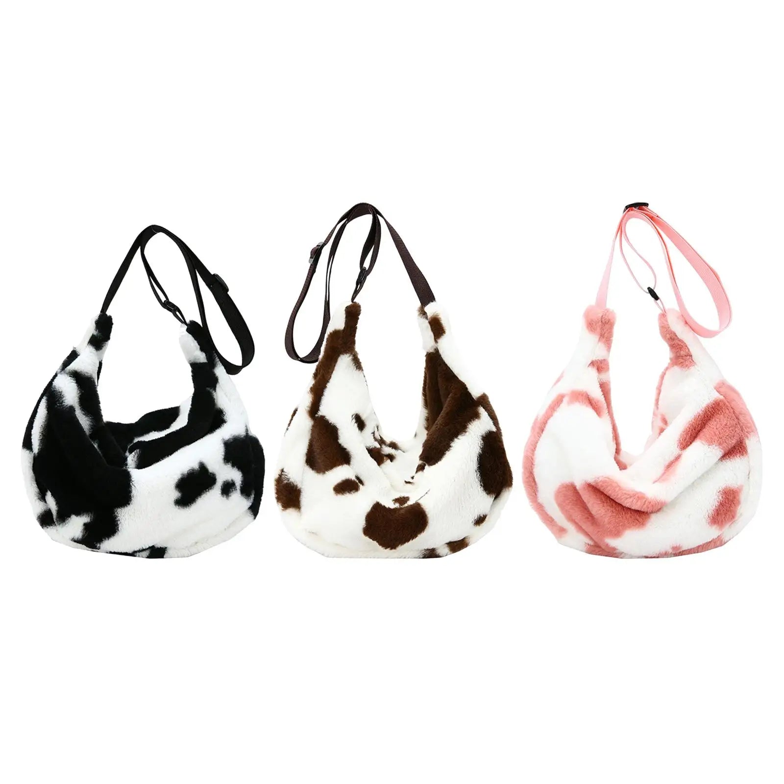 Women Plush Shoulder Bag Warm Bag Ladies Stylish Zipper Pouch