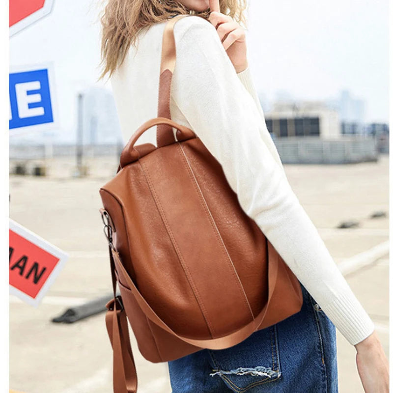 Women Pu Leather Backpack College Preppy School Bag For Student Laptop Girls Lad