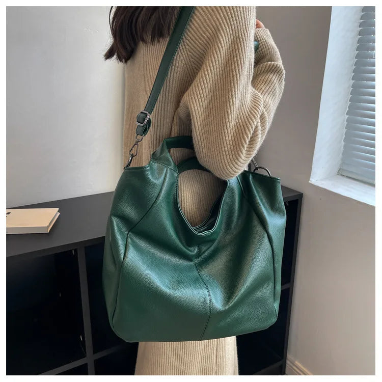 Women Pu Leather Shoulder Messenger Bag Female Large Capacity Crossbody Bucket B