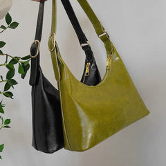 Vintage PU Leather Women Shoulder Bag Lady Zipper Tote Underarm Handbag