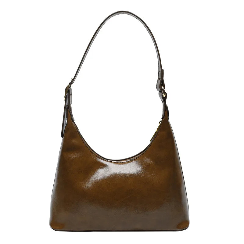 Vintage PU Leather Women Shoulder Bag Lady Zipper Tote Underarm Handbag