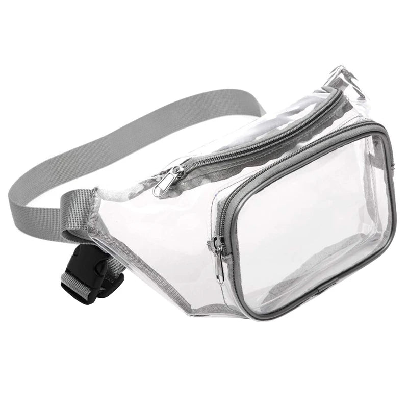 Women Pvc Waist Fanny Pack Belt Bag Hip Bum Bag Clear Transparent