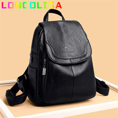 Women Leather Backpacks for Girls Sac A Dos Casual Daypack Vintage Bag