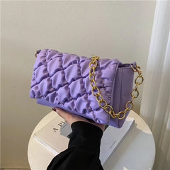 Quilted Plaid Crossbody Bag Winter Feather Down Shopper Bag B503