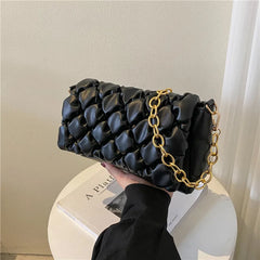 Quilted Plaid Crossbody Bag Winter Feather Down Shopper Bag B503