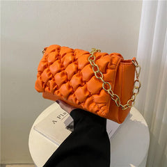 Quilted Plaid Crossbody Bag Winter Feather Down Shopper Bag B503