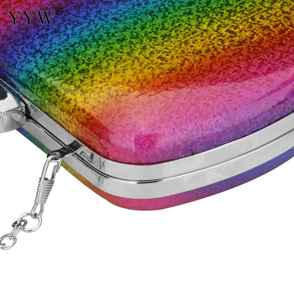 Rainbow Box Evening Bag Party Wedding Clutch Purse Mini Jelly Chain Crossbody