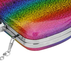 Rainbow Box Evening Bag Party Wedding Clutch Purse Mini Jelly Chain Crossbody