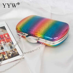 Rainbow Box Evening Bag Party Wedding Clutch Purse Mini Jelly Chain Crossbody