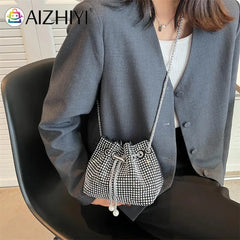 Rhinestone Bucket Messenger Bag Women