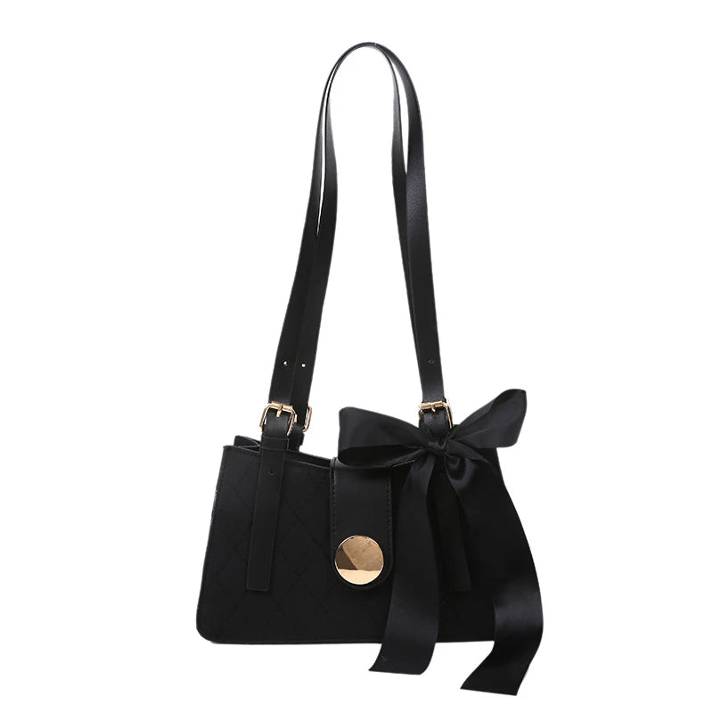 Women Ribbon Bow Decor Shoulder Crossbody Bag Totes Leather Wallet