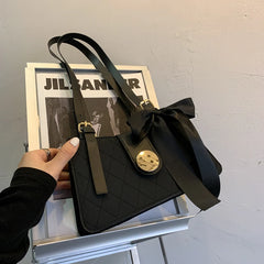 Women Ribbon Bow Decor Shoulder Crossbody Bag Totes Leather Wallet