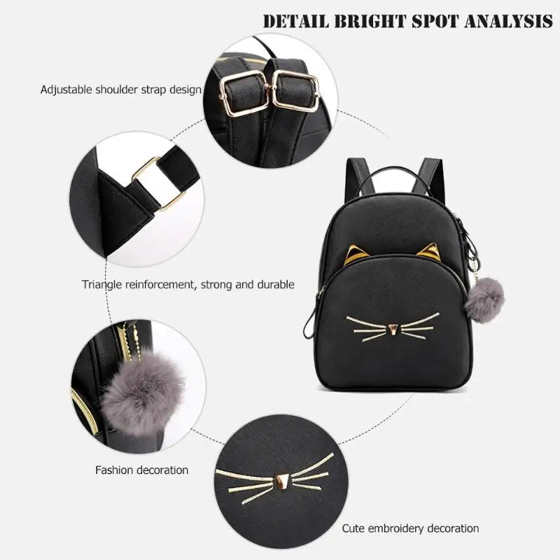 Cat Square Satchel Travel Backpack for Girls
