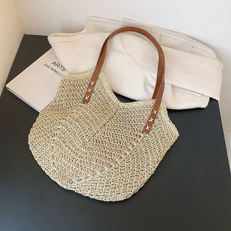 Women's Beach Straw Bag Vacation Casual Summer Woven Bag