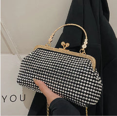 Women's Clip Buckle Chain Small Bag Diamond Handbag Evening Bag