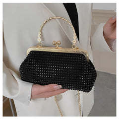 Women's Clip Buckle Chain Small Bag Diamond Handbag Evening Bag