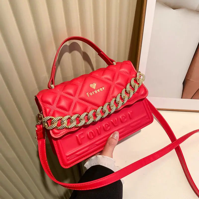 Vintage Red Crossbody Bag with Top Handle for Women