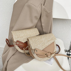 Women Saddle Bags Totes PU Leather Woven Patchwork Shoulder Messenger Bags