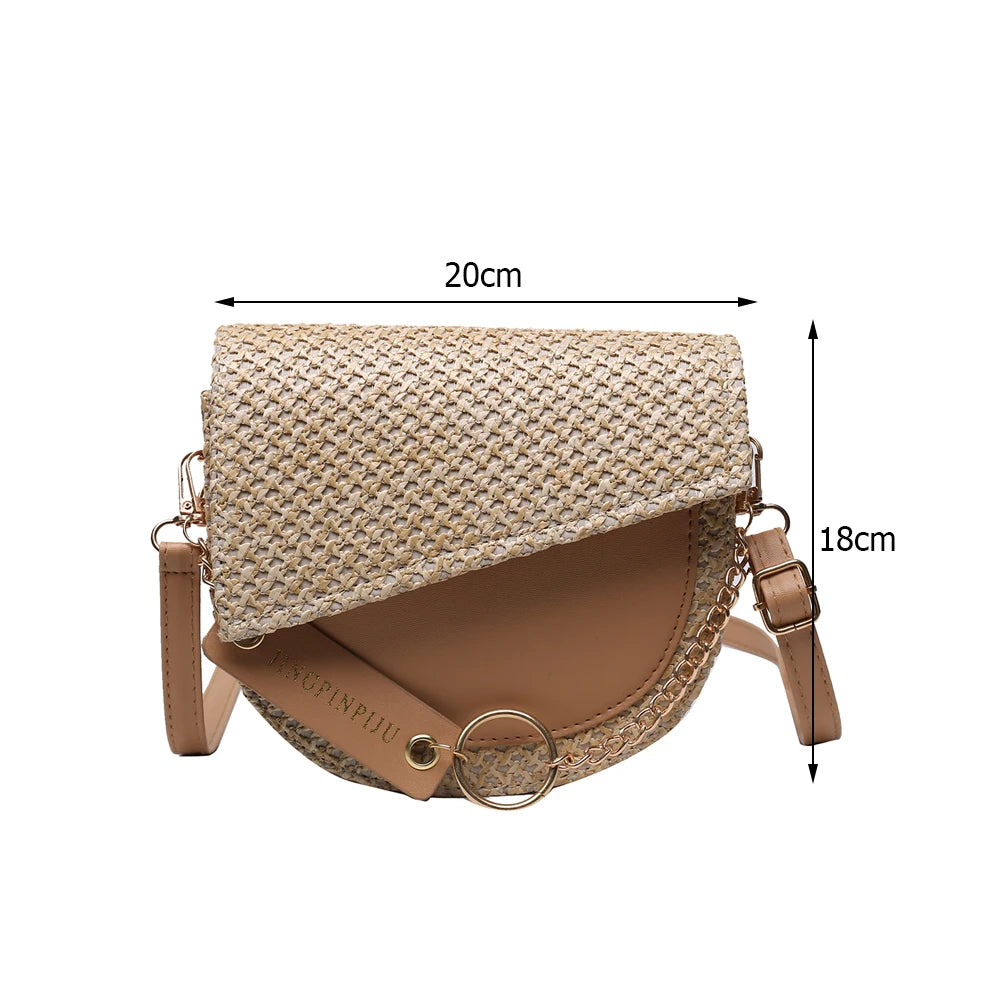 Women Saddle Bags Totes PU Leather Woven Patchwork Shoulder Messenger Bags