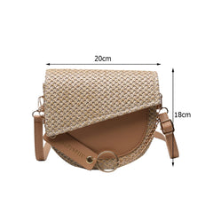 Women Saddle Bags Totes PU Leather Woven Patchwork Shoulder Messenger Bags