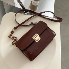Women Saddle Shoulder Bags Chain Pu Leather Messenger Bags Retro Purse