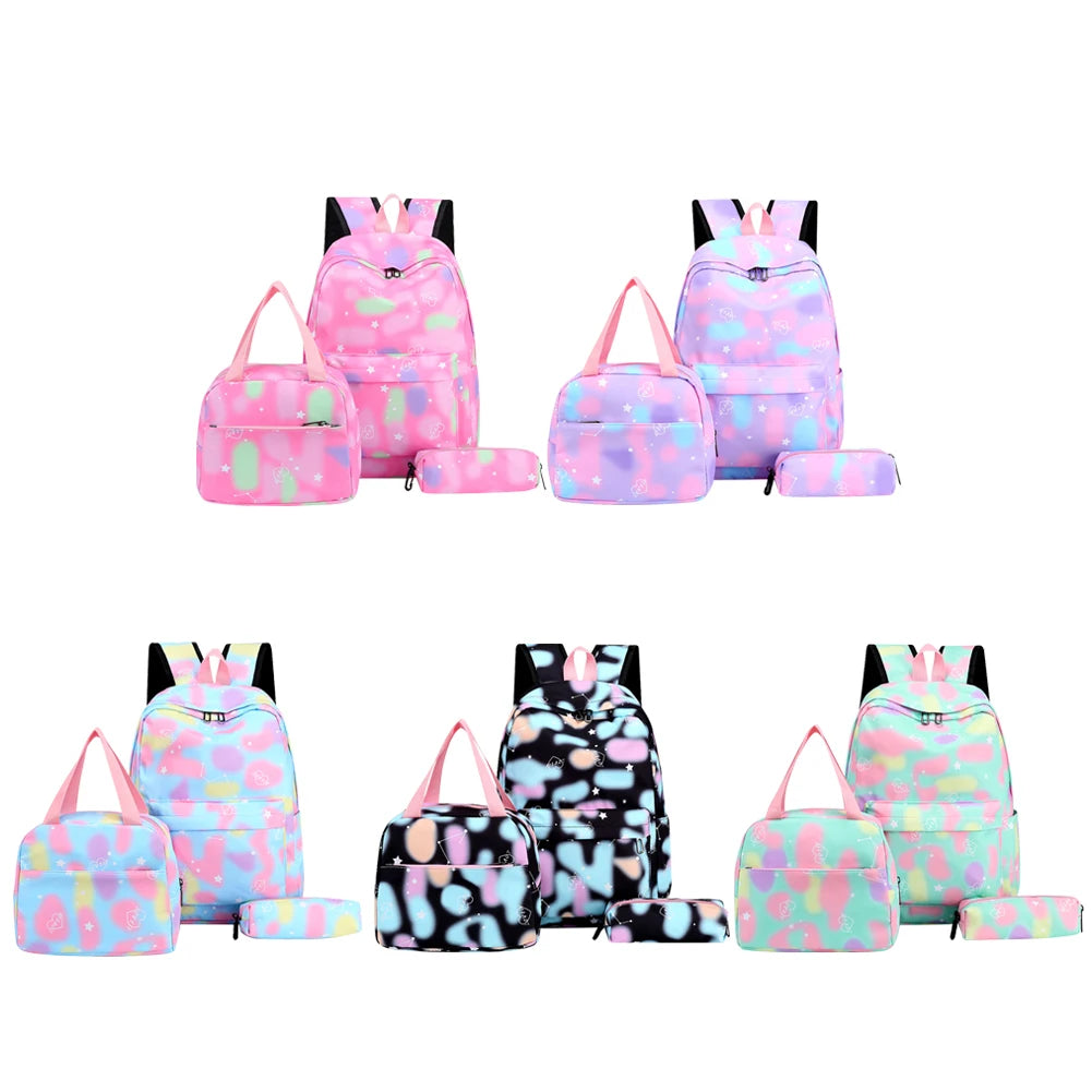 Women Schoolbag + Lunch Bag + Pen Bag Laptop Backpack