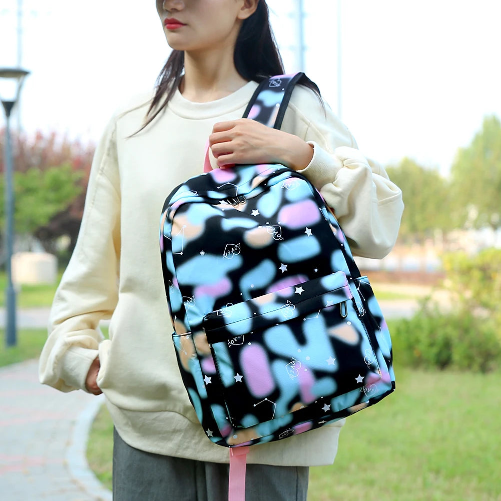 Women Schoolbag + Lunch Bag + Pen Bag Laptop Backpack