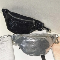 Sequin Fanny Pack Female Waist Bag Chest Pouch Shoulder Bag Glitter Belt Bags