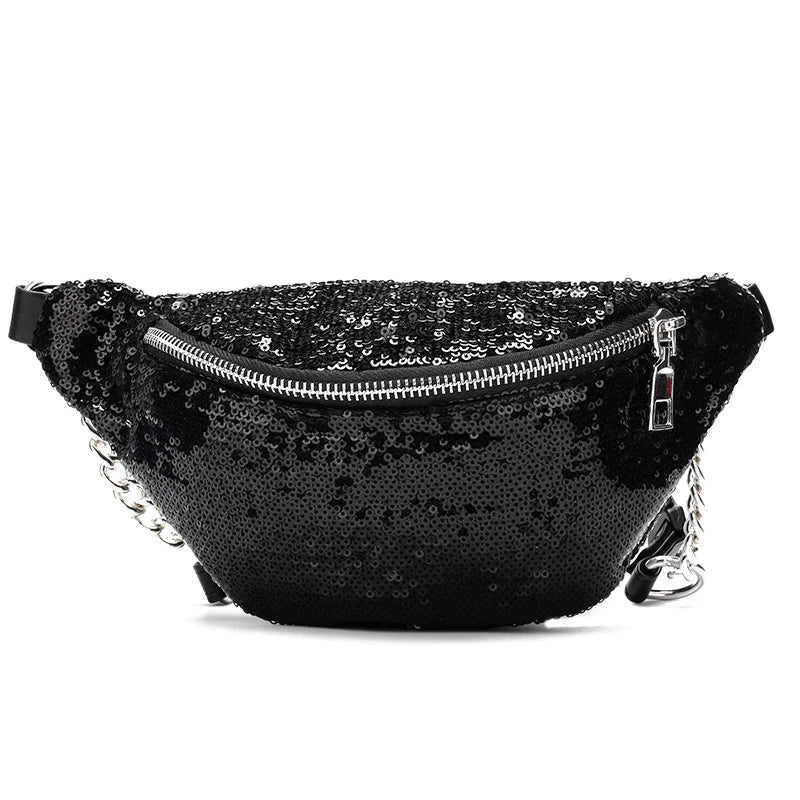 Sequin Fanny Pack Women Waist Bag Glitter Bum Belt Shoulder Bag Female
