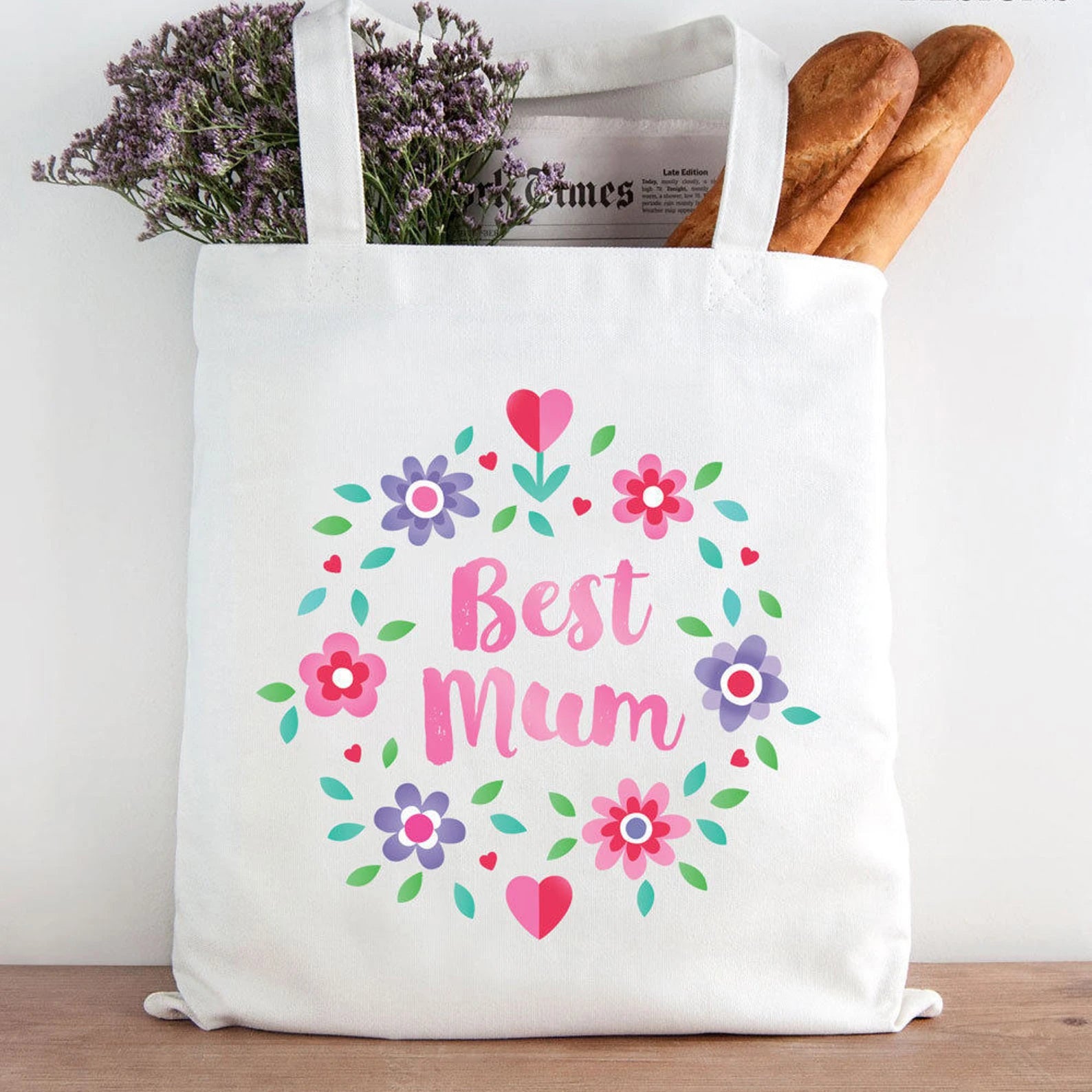 Floral Wreath Name Flower Initial Shopper Bag Tote Lady Handbag