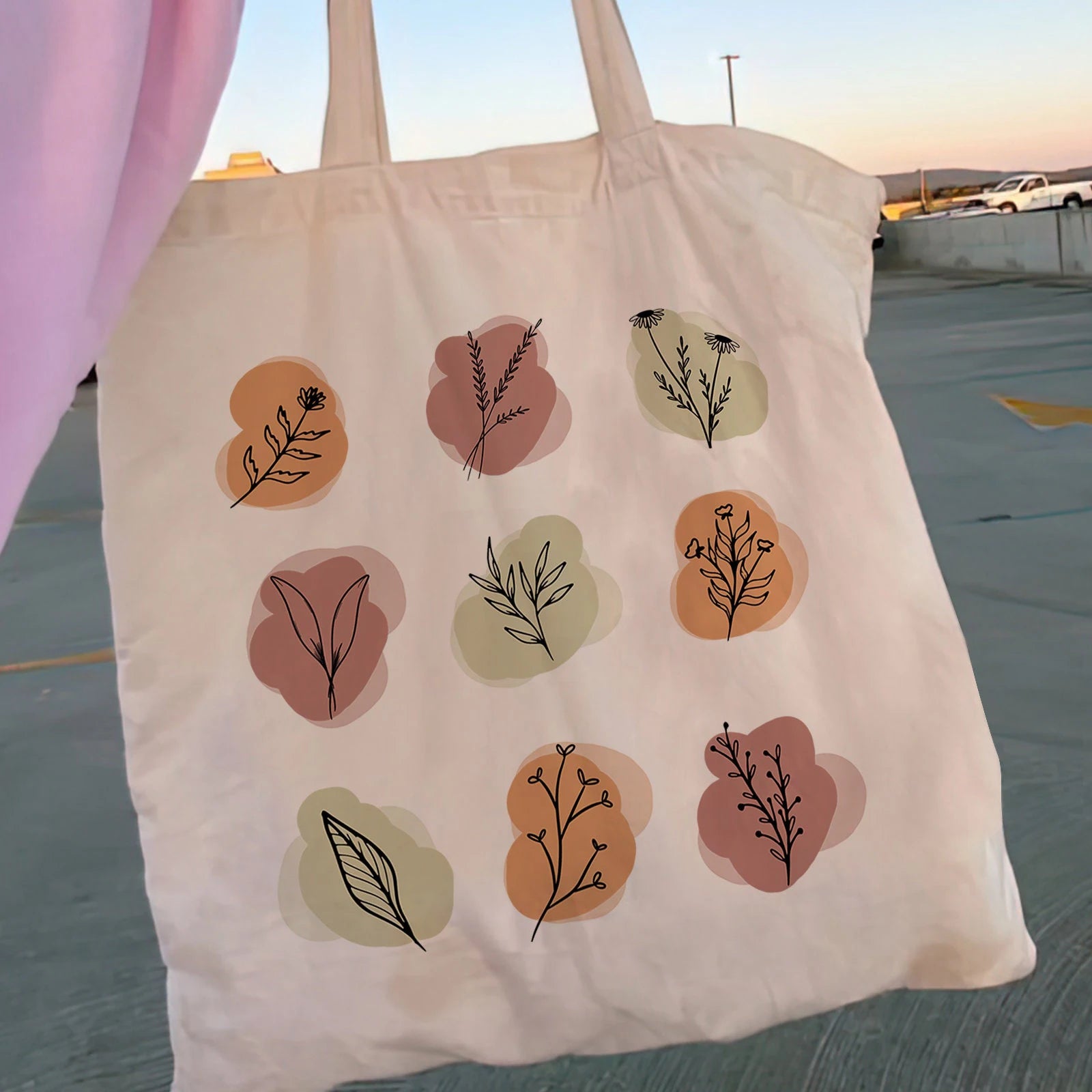 Women Canvas Shopper Bag Frog Mushroom Handbag Tote Shoulder Lady Bag