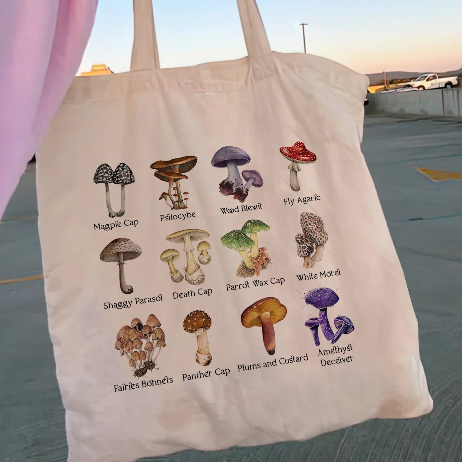 Women Canvas Shopper Bag Frog Mushroom Handbag Tote Shoulder Lady Bag