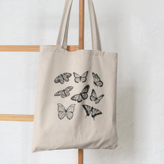 Butterflies and Flowers Printed Shopper Canvas Tote Bag