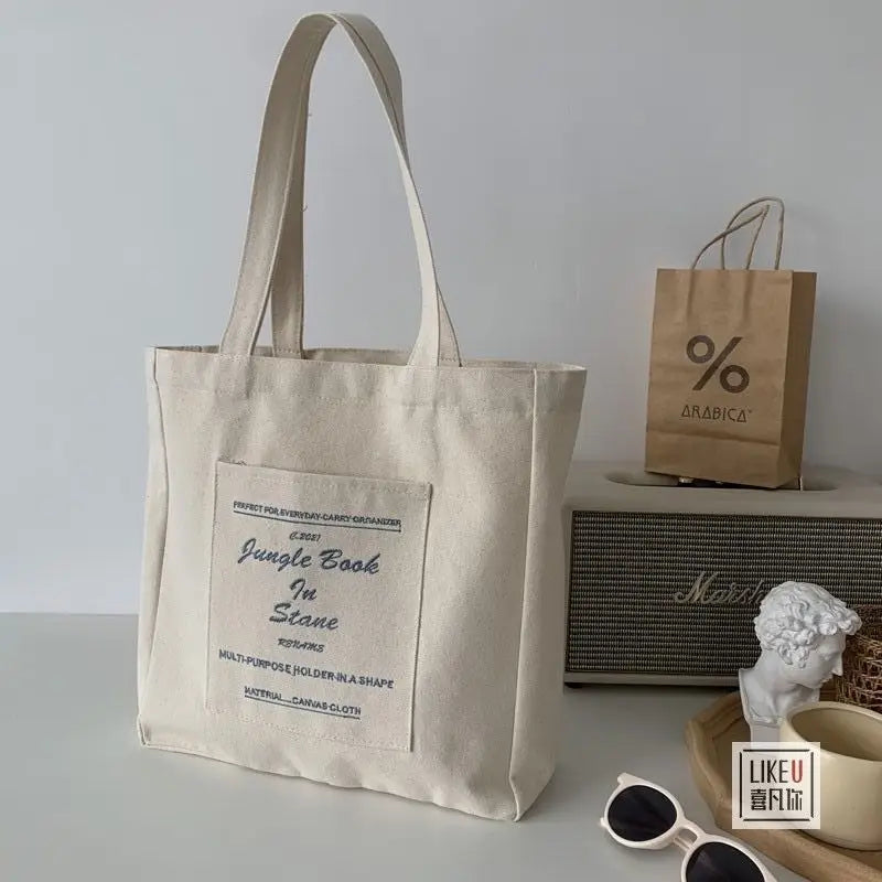 Women Canvas Jungle Book Shoulder Bag Large Capacity Tote Bag