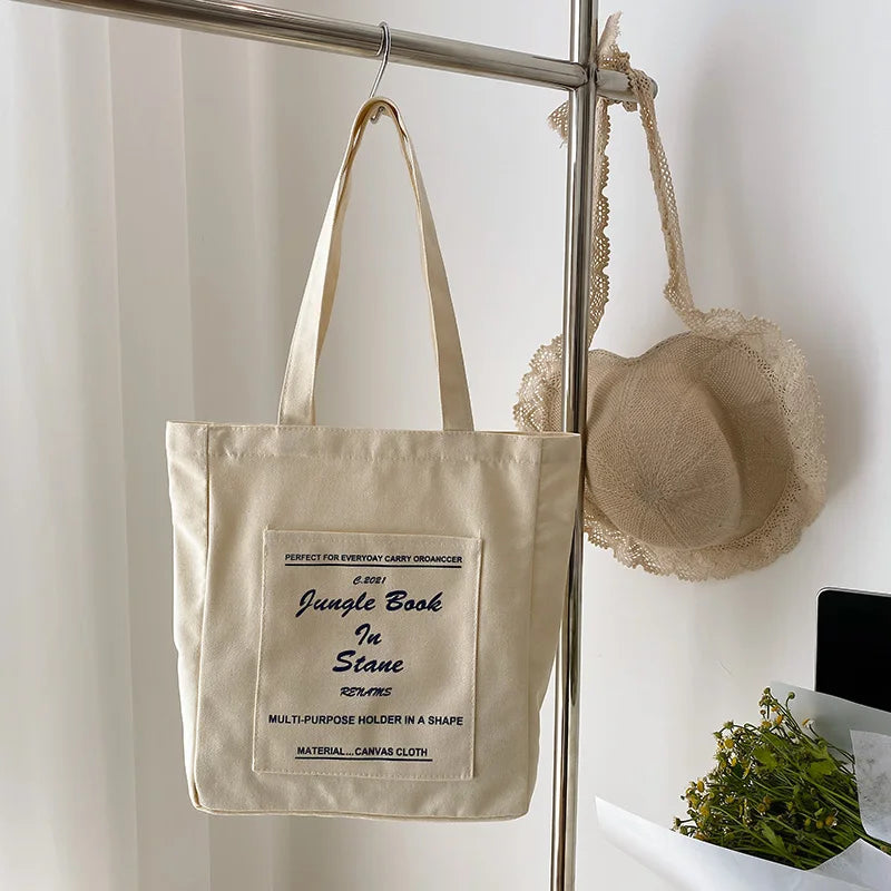 Women Canvas Jungle Book Shoulder Bag Large Capacity Tote Bag