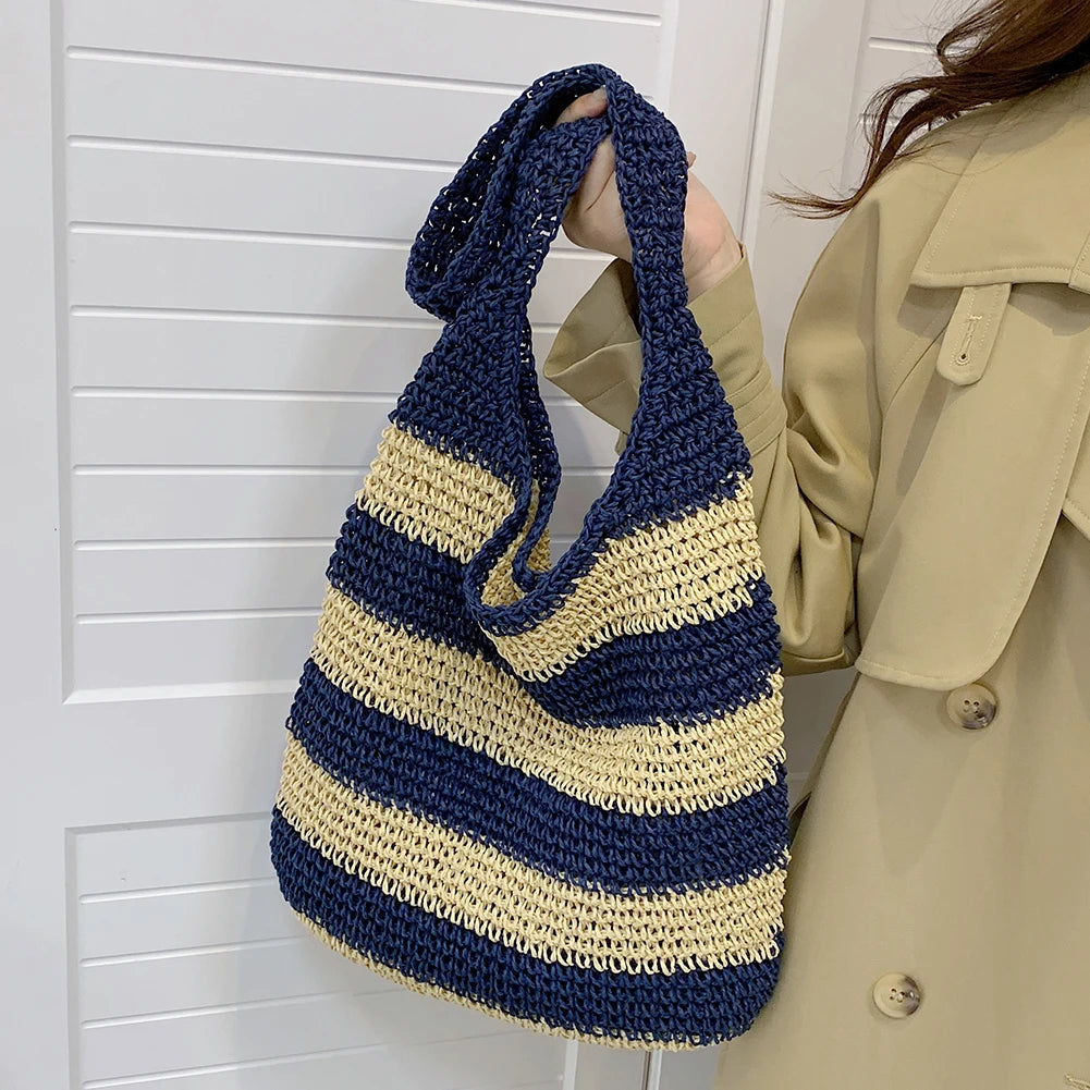 Straw Weave Shopping Bag Large Capacity for Beach Vacation