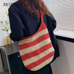 Straw Weave Shopping Bag Large Capacity for Beach Vacation