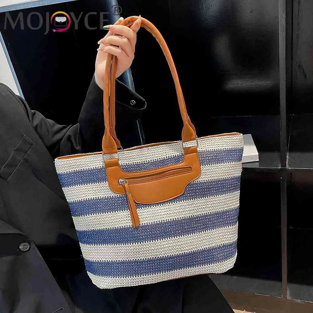 Large Capacity Knit Clutch Striped with Zipper for Women