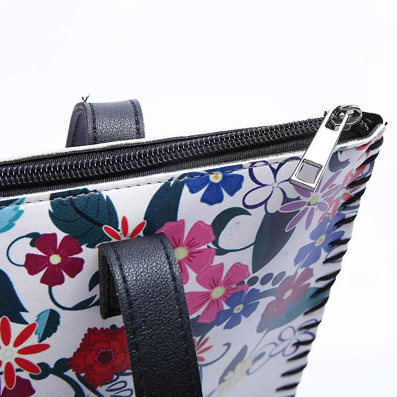 Women PU Leather Handbag Shoulder Bag Vintage Ethnic Style Tote Bag