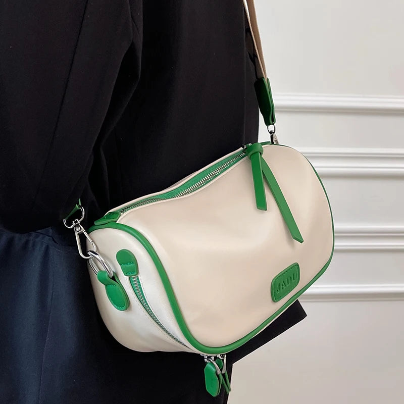 Texture Shoulder Bag Wide Strap Crossbody All-Match Ladies Messenger Pack