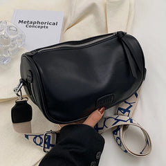 Texture Shoulder Bag Wide Strap Crossbody All-Match Ladies Messenger Pack