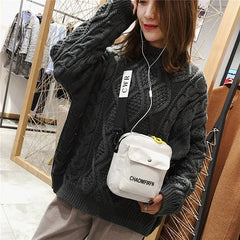 Canvas Shoulder Bag for Women Casual Tote Handbag Zipper Messenger Bag