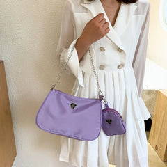 Casual Shoulder Bag Chain Crossbody High Square Purses Handbags 2pcs