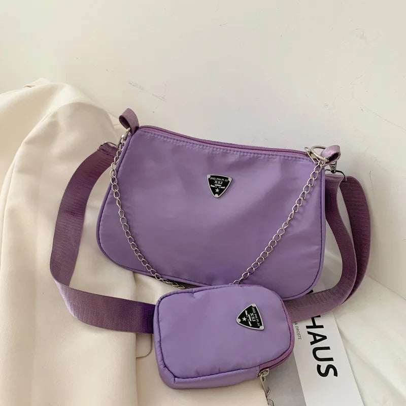 Casual Shoulder Bag Chain Crossbody High Square Purses Handbags 2pcs