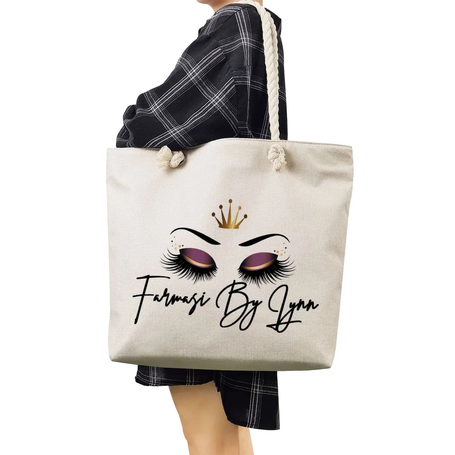 Women Shoulder Bag Eye Lashes Style Tote Bag Sweet Print Handbags