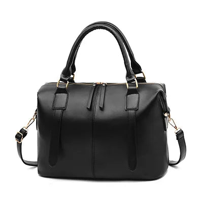 Vintage Leather Shoulder Bag Women Handbag Rivet Doctor Bag Totes